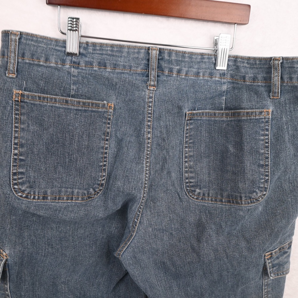 Faded Glory Cargo Capris Womens 12 Blue Denim Stretch Drawstring Hem - Picture 8 of 8